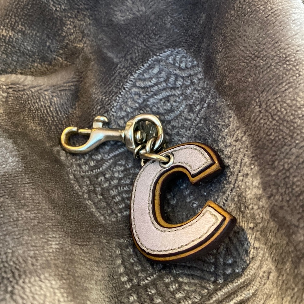 Coach “C” leather keychain